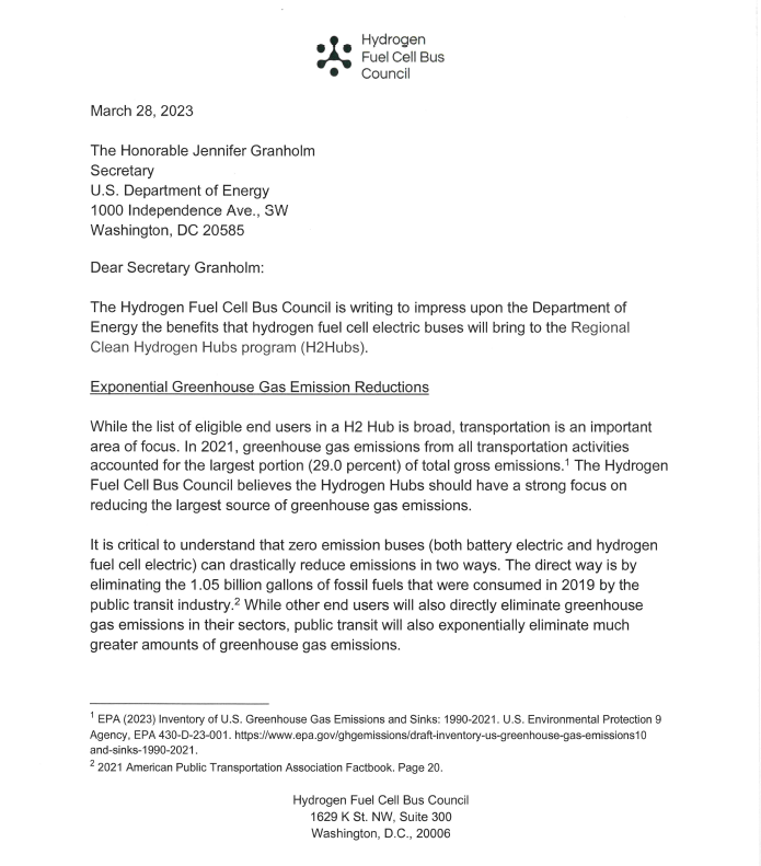 Letters — Hydrogen Fuel Cell Bus Council